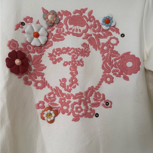 FENDI Fabulous sweatshirt with unique snap on flowers, zipper shoulder, size M - Picture 8 of 16